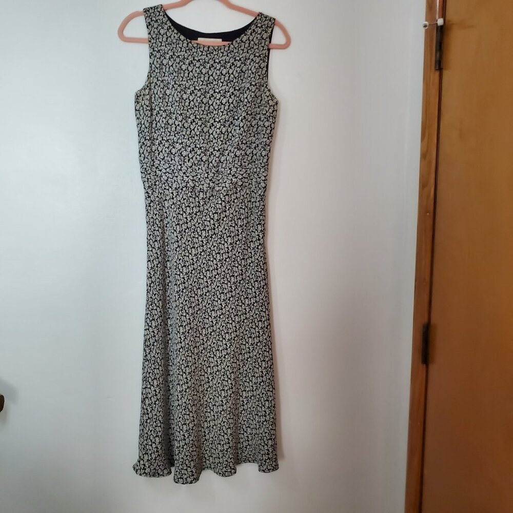 Casual Corner Dress Black Floral Size 8 Size Zip Lined - Picture 5 of 13